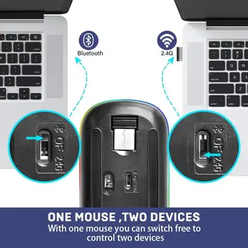 Mouse-ul fără fir Bluetooth Reîncărcabil RGB Mouse-ul fără Fir pe Calculator Silent Mause LED cu iluminare din spate Ergonomic Mouse de Gaming Pentru PC, Laptop