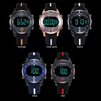 BOAMIGO Brand Bărbați Ceasuri Digitale Om Ceasuri Sport din Cauciuc cu LED Rezistente la Apa Ceasuri de mână de sex Masculin Ceas Relogios Masculino