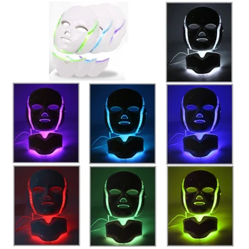NE-Stoc 7 LED-uri de Culoare Masca Faciala Frumusete de Întinerire a Pielii Foton de Lumină Masca Cu Gât Terapie Antirid Anti Strângeți Acnee de îngrijire a Pielii