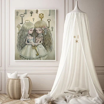 Twin Fata De Mark Ryden HD de Perete de Arta Canvas Postere Și de Imprimare Panza Pictura Decorativa Tablou Modern Living Room Decor Acasă