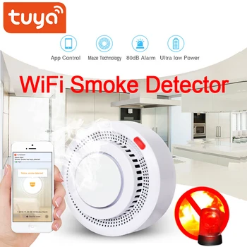 Tuya wifi Detector de Fum Fum WiFi Alarma de Fum casa Combinație de Alarmă de Incendiu sisteme de Securitate, Pompieri, Protecție împotriva Incendiilor