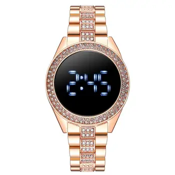 De Lux Stras Dial Ceasuri Digitale Pentru Femei, Negru, Din Oțel Inoxidabil Cuarț Rochie Ceas Doamnelor Ceasuri Relogio Feminino