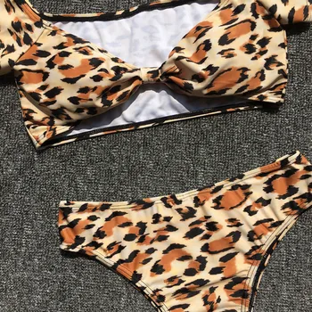 Sexy Femei Leopard de Imprimare de Costume de baie cu Talie Înaltă Push-up Bikini Set 2020 Nou de sex Feminin Costum de Baie costum de Baie Piept Nod Mare de costume de Baie