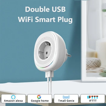 WiFi UE Smart Plug cu Port USB si LED RGB lumina de Noapte Wireless Remote Control APP Monitor Timer Soclu pentru Alexa de Start Google