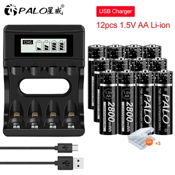 4-12buc 1.5 V Li-ion AA Baterie Reîncărcabilă 2800mWh AA 1.5 V Litiu li-ion 2A Acumulatori pentru Lumina Led-uri aparat de Fotografiat de Jucărie Mașină