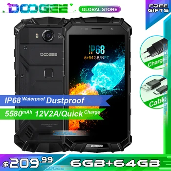 DOOGEE S60 Telefon Robust IP68 Waterpoof Praf de telefoane Mobile NFC 5580mAh 6GB 64GB Helio P25 Octa Core Smartphone