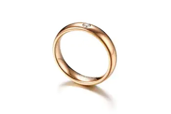 POYA 4MM Aur Rose de Tungsten Inel pentru Femei Trupa de Nunta cu Piatra de Zircon Cubic
