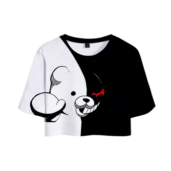Topuri de cultură Danganronpa Monokuma 3D Imprimate Femei/Fete Casual de Vara cu Maneci Scurte T-shirt Streetwear Anime Kawaii Poarte tricou