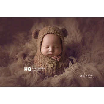 Copilul nou-născut recuzită fotografie manual de Lână tricot cerc fire sac de dormit pentru nou-nascuti recuzită fotografie
