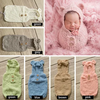 Copilul nou-născut recuzită fotografie manual de Lână tricot cerc fire sac de dormit pentru nou-nascuti recuzită fotografie