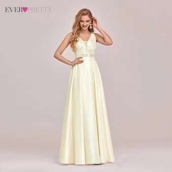 Galben Rochii de Seara Lungi de Lux 2020 Vreodată Destul de O Linie V-Gât Rochie Eleganta Pentru Petrecerea de Nunta Vestidos De Fiesta EP00323YL