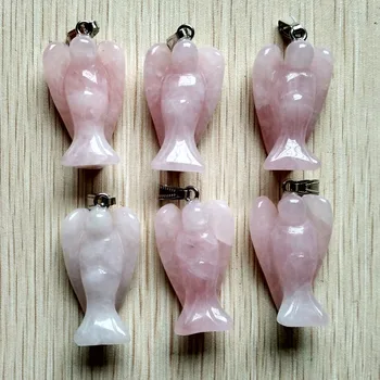 En-gros de 6 buc/lot 2018 moda piatra naturala de culoare roz înger farmece pandantive pentru colier bijuterii transport gratuit