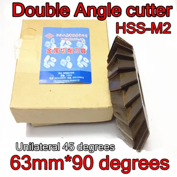 63mm*90degrees*22 mm gaura Interioara Unilaterale 45 de grade HSS-M2 Double Angle Milling cutter transport Gratuit