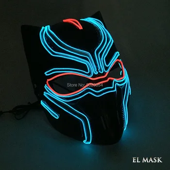 Mascarada de Decor elemente de Recuzită Panteră Neagră Cosplay Lumina de Neon Sus EL Sârmă Masca Super-Erou Stralucitoare Masca LED Masca