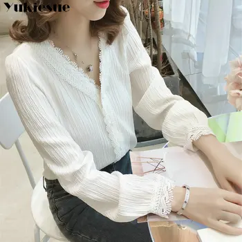 Bluza femei tricou femei topuri și bluze de moda harajuku femeie bluze 2019 dantelă albă blusas femei blusa Plus dimensiune XXL