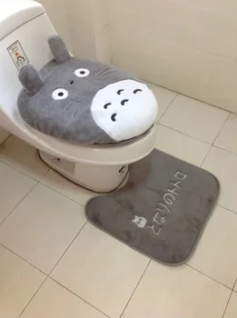 Stil de animale Totoro baie wc capac WC pernei scaunului cadru de baie, toaletă coperta 3 piese toaletă