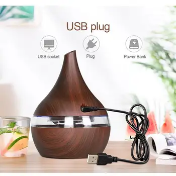 300ml USB Electric cu Ultrasunete Umidificator de Aer Lemnului Difuzor de Aer Ulei Esential pentru Aromaterapie Cool Mist Maker pentru Acasă