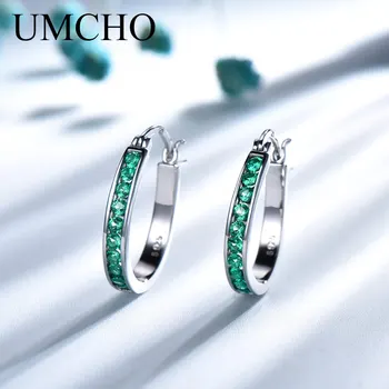 UMCHO Argint 925 Cercei Clip Pentru Femei Smarald Piatră prețioasă Nunta Logodna Bijuterii Fine Valentine Cadou