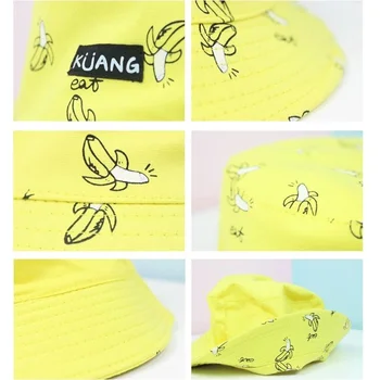 4 Culori Pescar Pălărie De Banane Chips-Uri Laterale Duble Pălării Panama Pălărie Găleată Hip-Hop, Punk Pălăria Galbenă În Aer Liber Capac Harajuku