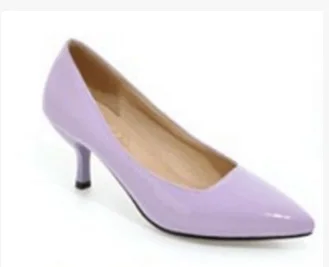 Pantofi De Piele De Brevet Femei Med Toc Alunecare Superficială Lună Pompe Cu Flori Tocuri Cui Mujer Pentru Birou Doamnă În Roșu Galben Dimensiune 45