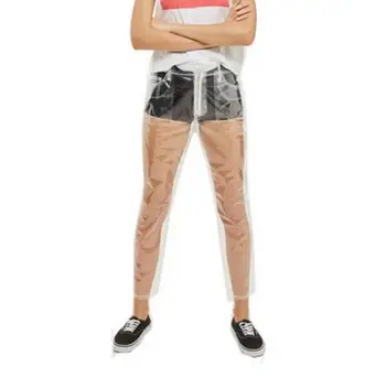 2017 Rare Vânzare Fierbinte Transparent Pantaloni Femei de Înaltă Talie Pantaloni Impermeabil din PVC din material Plastic Largi Picior Pantaloni Largi Pantaloni Lungi de Moda