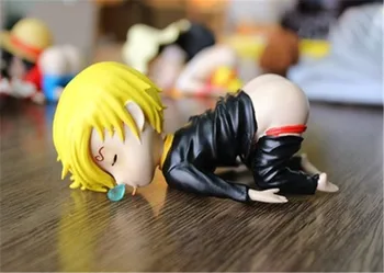 Anime One Piece Sanji Drăguț Somnoros-fund PVC figurina Decor Birou de Colectie Model de Păpușă Jucărie Copii Cadou Figurina 6-10cm