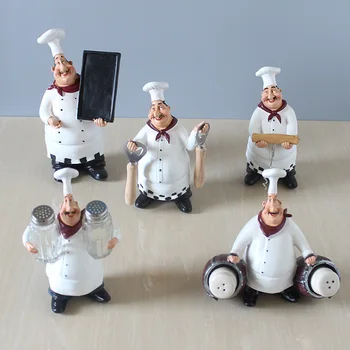 Retro Europene Rășină Chef Agitator Sare Raft De Depozitare Top Alb Pălărie De Culoare Pictura Figurine Bucătărie Desktop Decor Miniaturi