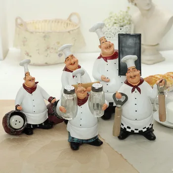 Retro Europene Rășină Chef Agitator Sare Raft De Depozitare Top Alb Pălărie De Culoare Pictura Figurine Bucătărie Desktop Decor Miniaturi