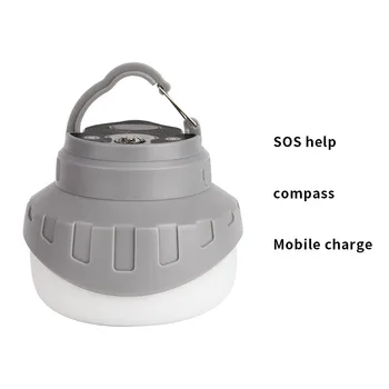 Led-cort de camping lampa mini portabil în aer liber, drumeții noapte agățat lampa USB reîncărcabilă cu busola SOS