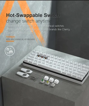 KEMOVE 61-Cheie Tastatură Mecanică Întrerupător 60% NKRO Bluetooth Dual Mode PBT Taste Wireless cu Fir Tastatură de Gaming PC TABLET DK61