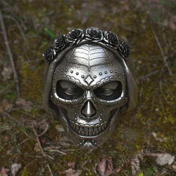 Goth Santa Muerte de Zahăr Craniu Inel Floare Trandafir Coroana 316L din Oțel Inoxidabil Inele Femei Gotice Punk Bijuterii Cadou Unic