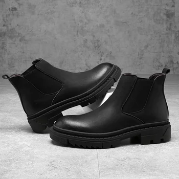 Misalwa Clasic Chelsea Cizme pentru Bărbați Înălțime a Crescut 4cm Lift Platforma de Toamnă italiană Britanic Formale Cizme Glezna Mare Pantof