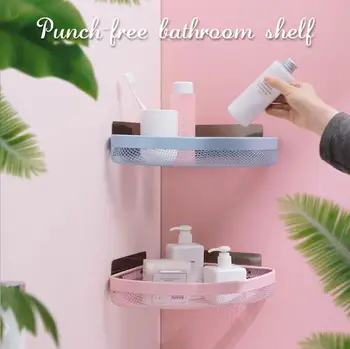 Punch-gratuit Baie Colț de Raft Duș Șampon Săpun Cosmetice Rafturi Accesorii de Baie Organizator Depozitare Rack Suport