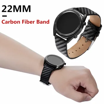 22MM Fibra de Carbon Curea pentru Samsung Galaxy Watch 3 45mm Trupa 46mm/de Viteze S3 Bărbați/Femei Brățară din Piele pentru Huawei GT 2 46mm/2 Pro