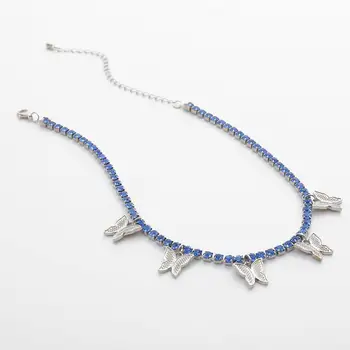 Purui de Lux Cristal Fluture Pandantiv Colier pentru Femei Dulce Bling Stras Fluture Lanț Cravată Newcklace Guler Bijuterii