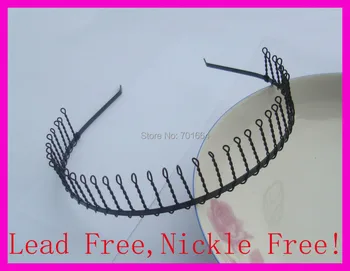 10BUC Negru Simplu Pieptene de Metal de Păr Benzi cu 38teeth teethed păr cerc la nickle gratuit plumb femei make-up bentițe