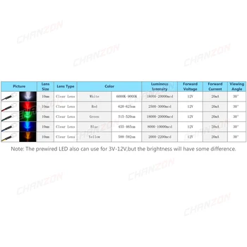 10buc Luminoase 10mm Precablat LED 5V 6V 9V 12V Lumina Margele Alb Roșu Verde Albastru Galben Emitting Diode Pre Cablu DIY Bec Lampa