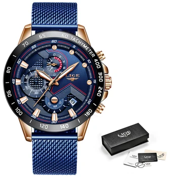 LIGE Moda Mens Ceasuri de Top de Brand de Lux Ceas de mână Cuarț Ceas de Ceas Albastru Bărbați Impermeabil Sport Cronograf Relogio Masculino