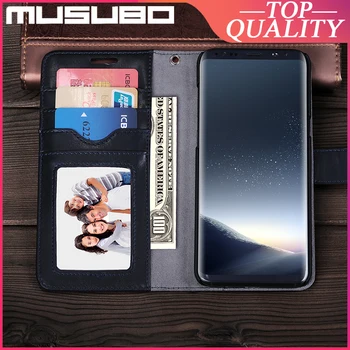 Musubo de Lux Flip Cazuri Pentru Samsung Galaxy S8+ Plus S7 Edge Nota 8 din Piele Caz Acoperire Slot pentru Card de Portofel carcasa