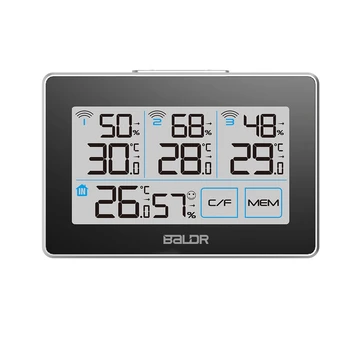Wireless Stație Meteo cu Ecran Tactil LCD Digital Termometru Higrometru 3 Senzor la Distanță Acasă C/F Date de Temperatura Umiditate Metru