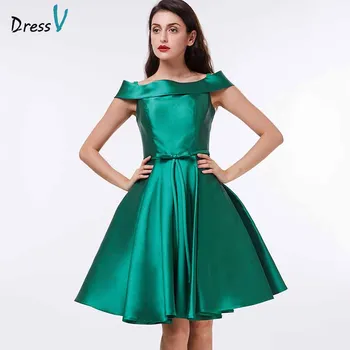 Dar să revenim la verde închis elegant, rochia de bal ieftine o linie de pe umăr drapat de genunchi lungime bal&rochii de absolvire