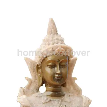 2 Bucati Nuanța Gresie Statuie A Lui Buddha Sculptură Figurine Sculptate Manual