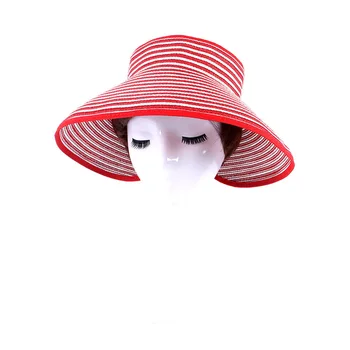 Femei Vara cu Dungi Viziere Pălărie Pliabilă Palarie de Soare Largă de Mare Plaja de Refuz Pălării de Paie Pălărie chapeau femme Plaja Protectie UV Capace