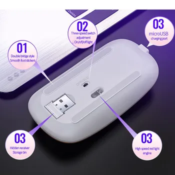 RGB Wireless Verticale Ergonomic Mouse-ul Reîncărcabilă USB cu LED Silent 2.4 G Optic Gaming Mause Pentru Macbook PC Laptop
