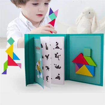 Copiii Șicana Creierul Magnetic, Puzzle 3D, Puzzle Tangram, Joc de Învățare Montessori Învățământ Desen Jocuri de Jucarie Cadou