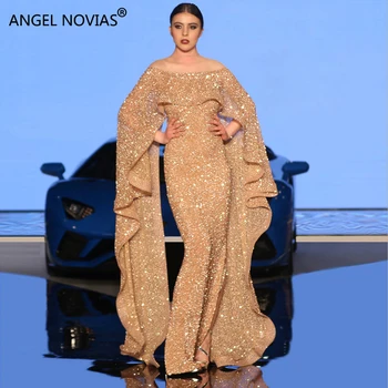 ANGEL NOVIAS Lunga, Sirena, Sclipici Abendkleider Arabia arabe Femei Rochii de Seara 2020 cu Caftan Abiye kleider damen lang