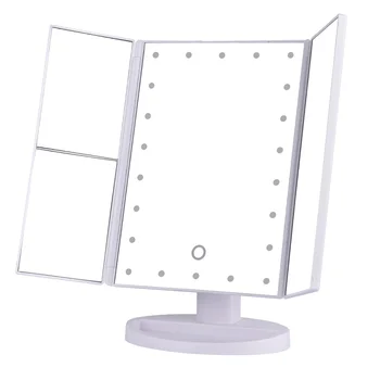 Oglindă de machiaj 1x 2x 3x 10x Mărire 22 Lumini Touch Screen Desktop Pliere Cosmetice Oglindă cu lumini LED-uri