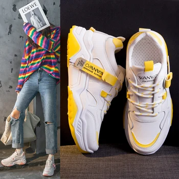 2021 New Sosire Adidași Femei PU Piele Pantofi Plat Adidasi Femei Designer de Pantofi de Funcționare de Modă de Culoare Solidă de Primăvară Încălțăminte