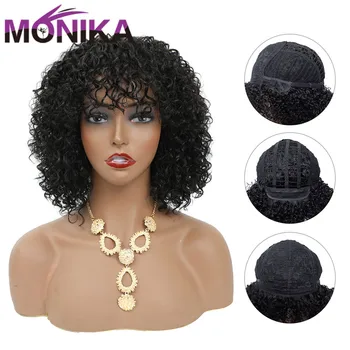 Monika Peruvian P Culoare Negru Culoare Umane Parul Ondulat Peruca парик la perruque Cheveux Humain Peruca Complet Pentru Femei de Non-Remy Transport Gratuit