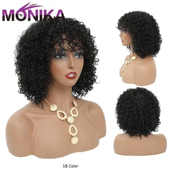 Monika Peruvian P Culoare Negru Culoare Umane Parul Ondulat Peruca парик la perruque Cheveux Humain Peruca Complet Pentru Femei de Non-Remy Transport Gratuit